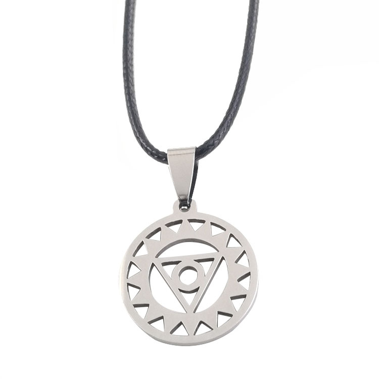 2:Silver Throat Wheel Pendant    leather cord