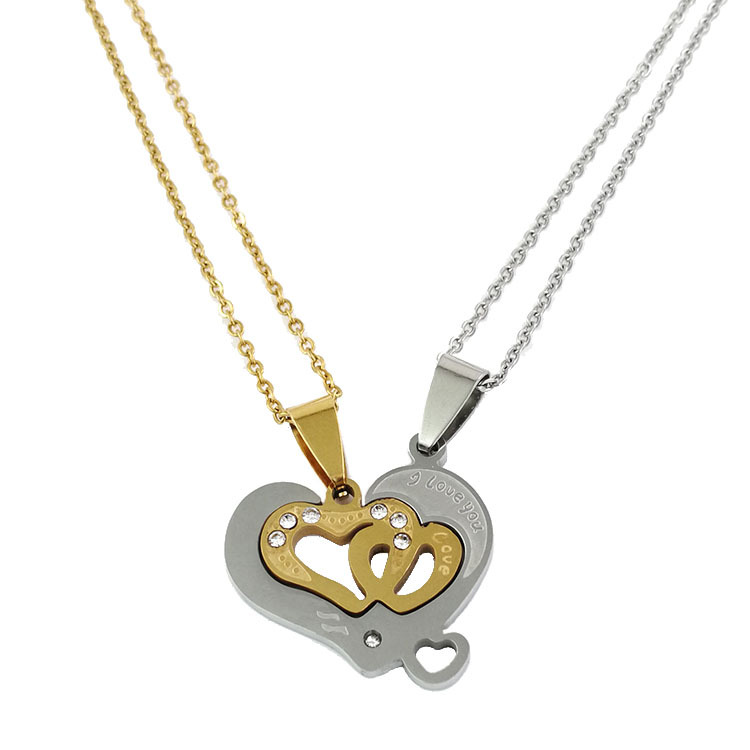 5:Couple pendant   gold and silver O chain