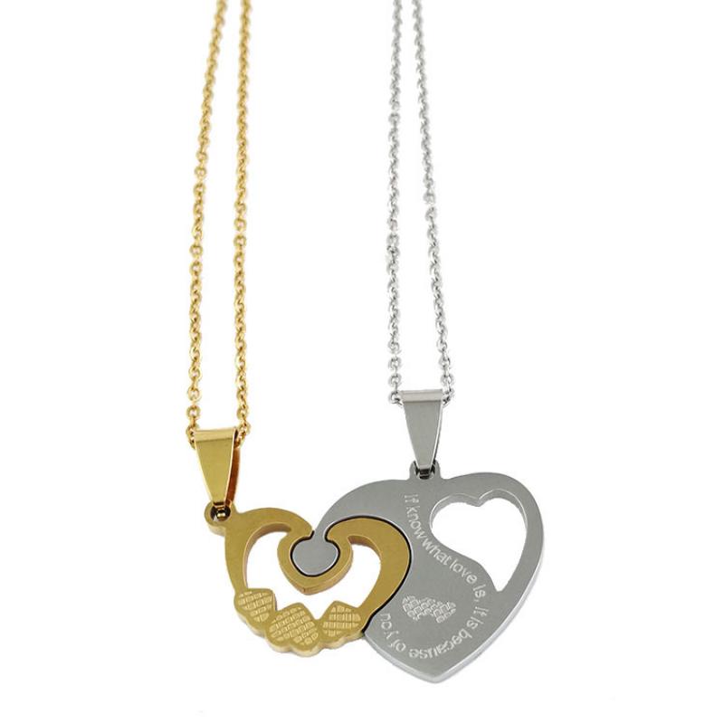 Couple pendant + gold and silver O chain