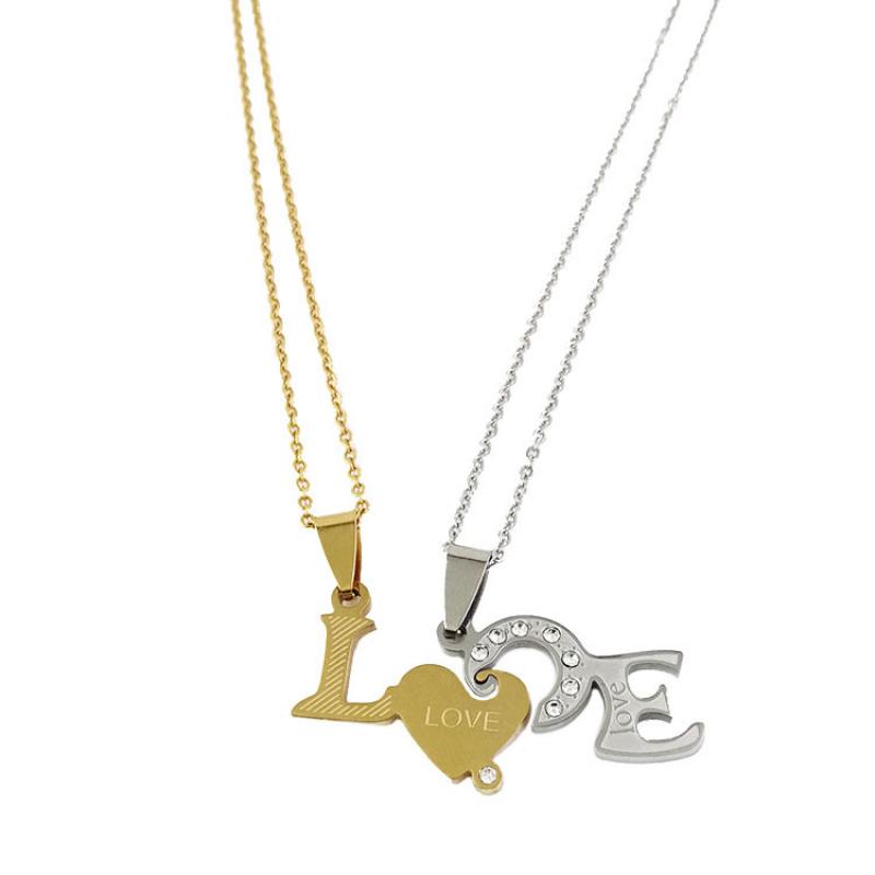 Couple pendant + gold and silver O chain