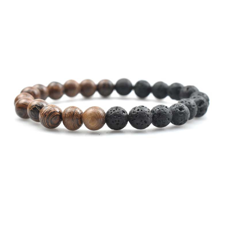 Volcanic rock + wooden beads