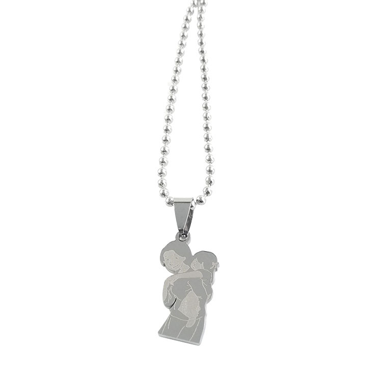 3:Silver pendant with round bead chain