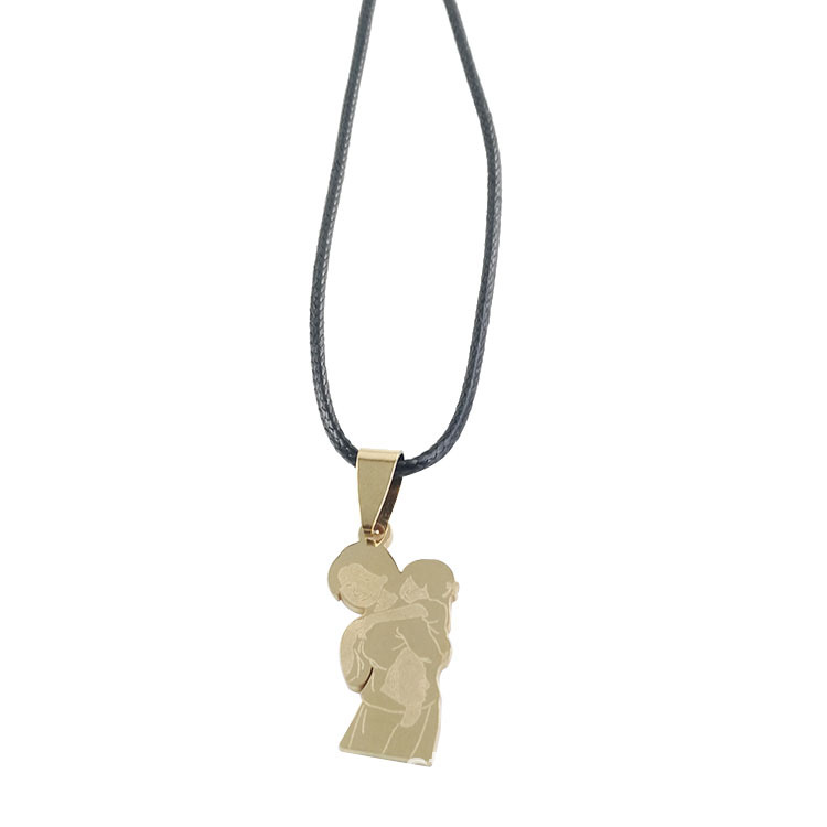 6:Gold pendant   leather rope