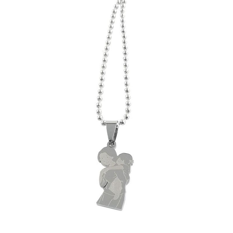 Silver pendant with round bead chain