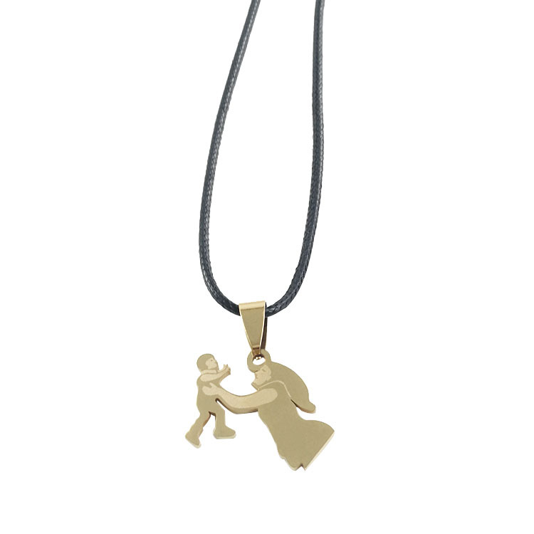 6:Gold pendant   leather rope