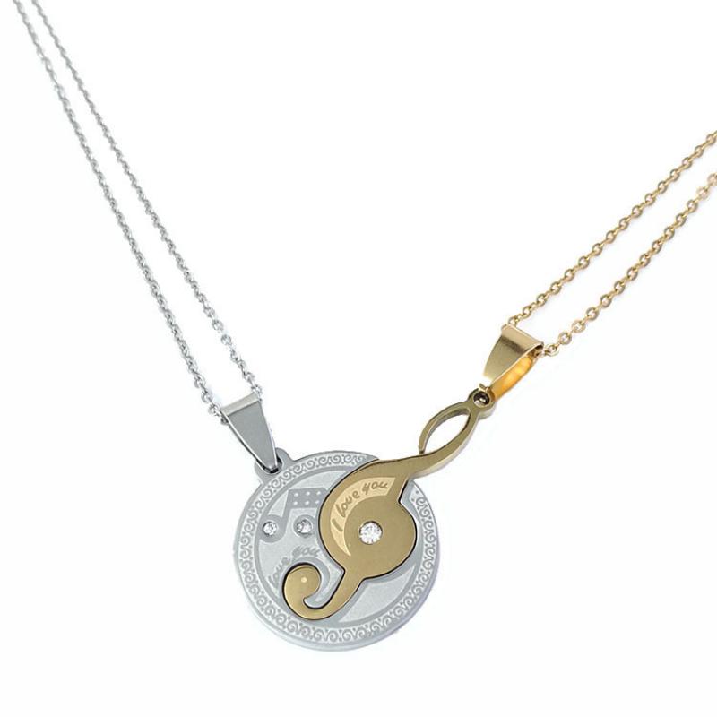 Couple pendant + gold and silver O chain