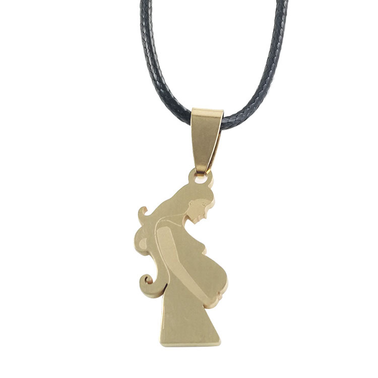 6:Gold pendant   leather rope