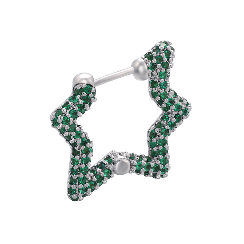 platinum color plated with green rhinestone