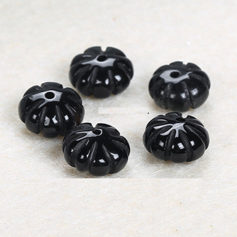 10:Natural black agate octave medium perforated flower