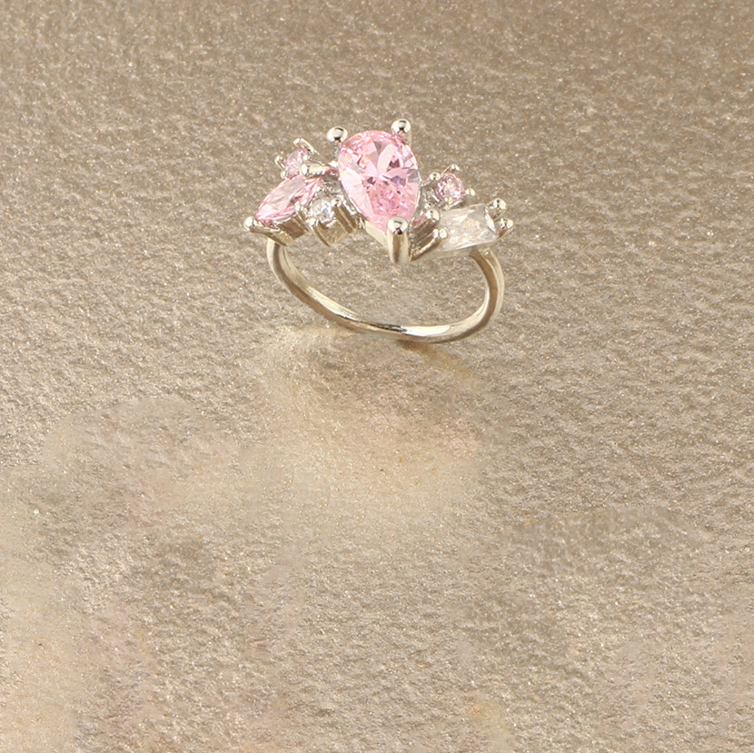 4:silver,Pink Rhinestone