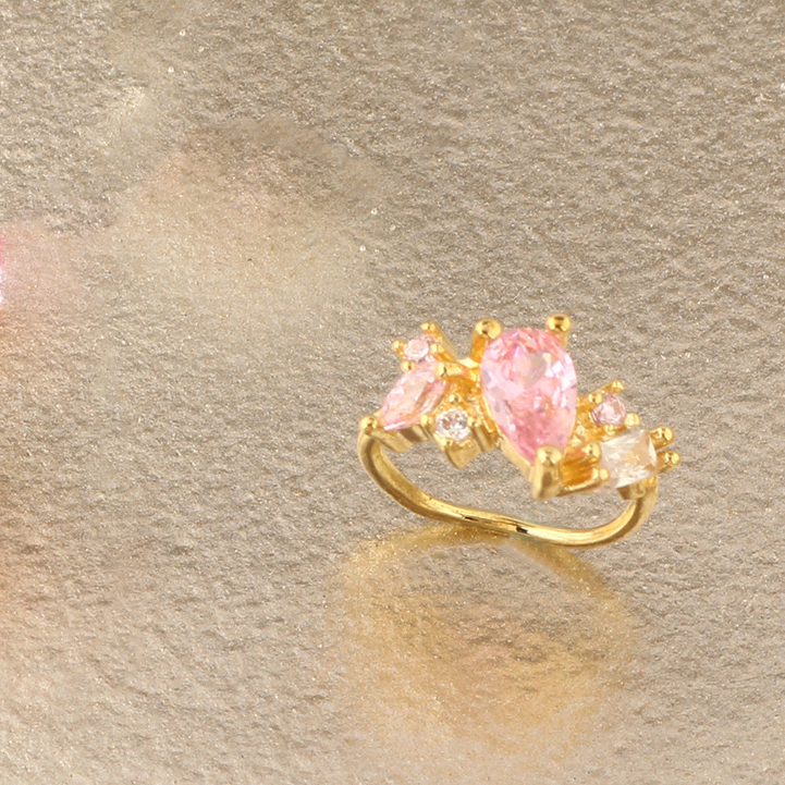 5:gold,Pink Rhinestone