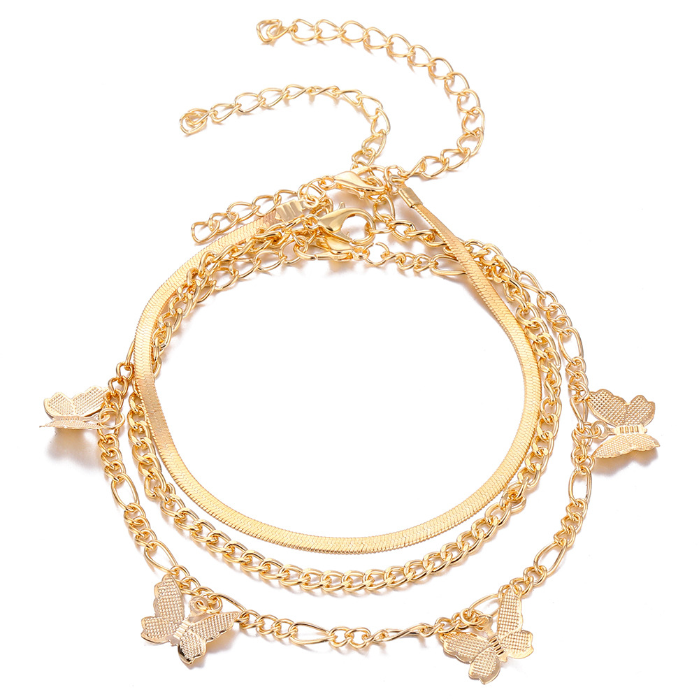 Butterfly pendant anklet alloy