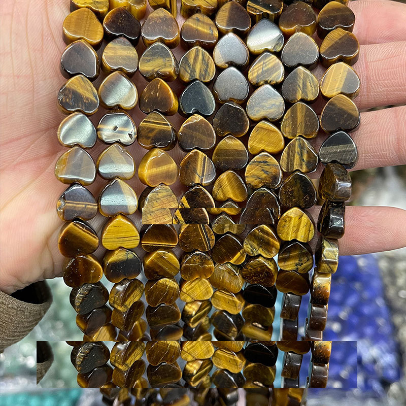 8:Natural yellow tiger eye flat love shape