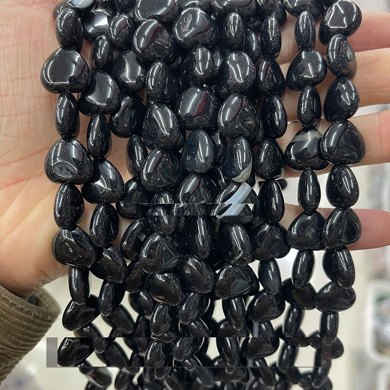 Natural black agate love shape 14*5mm/28 or so