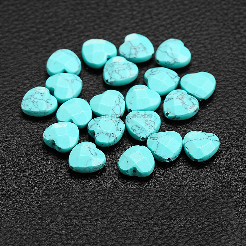 Synthetic blue turquoise cut love 10*5mm/20 or so