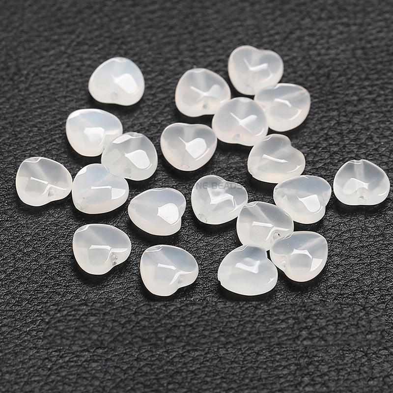 Natural white agate cut face love 10*5mm/20 or so