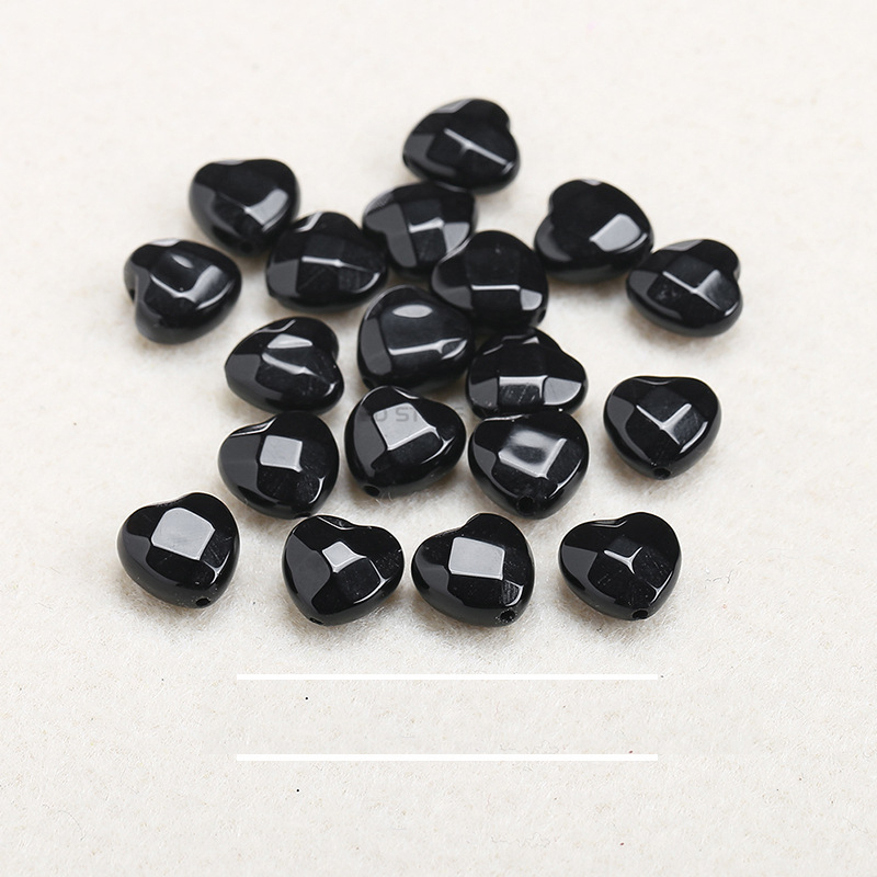 Natural black agate cut face love 10*5mm/20 or so