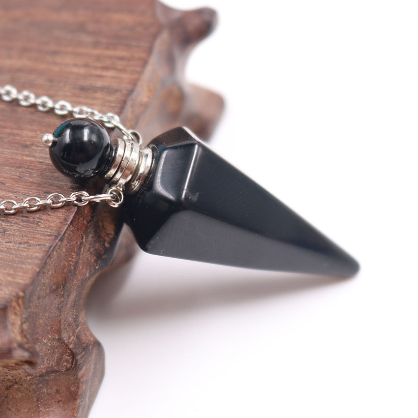 7:Black agate perfume bottle pendant necklace