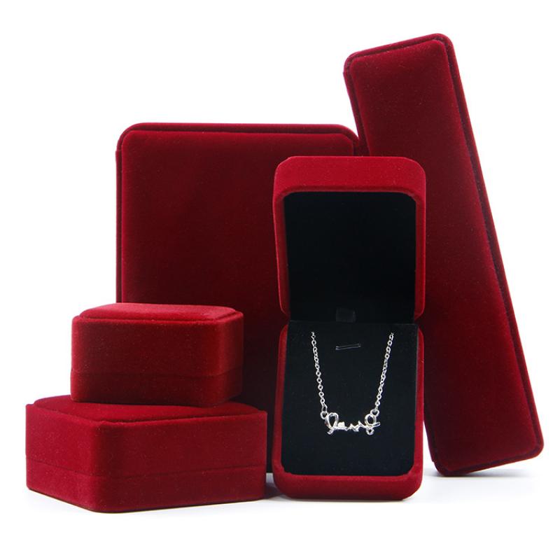 Wine red inner black flannel box ring box (5*6*4.5