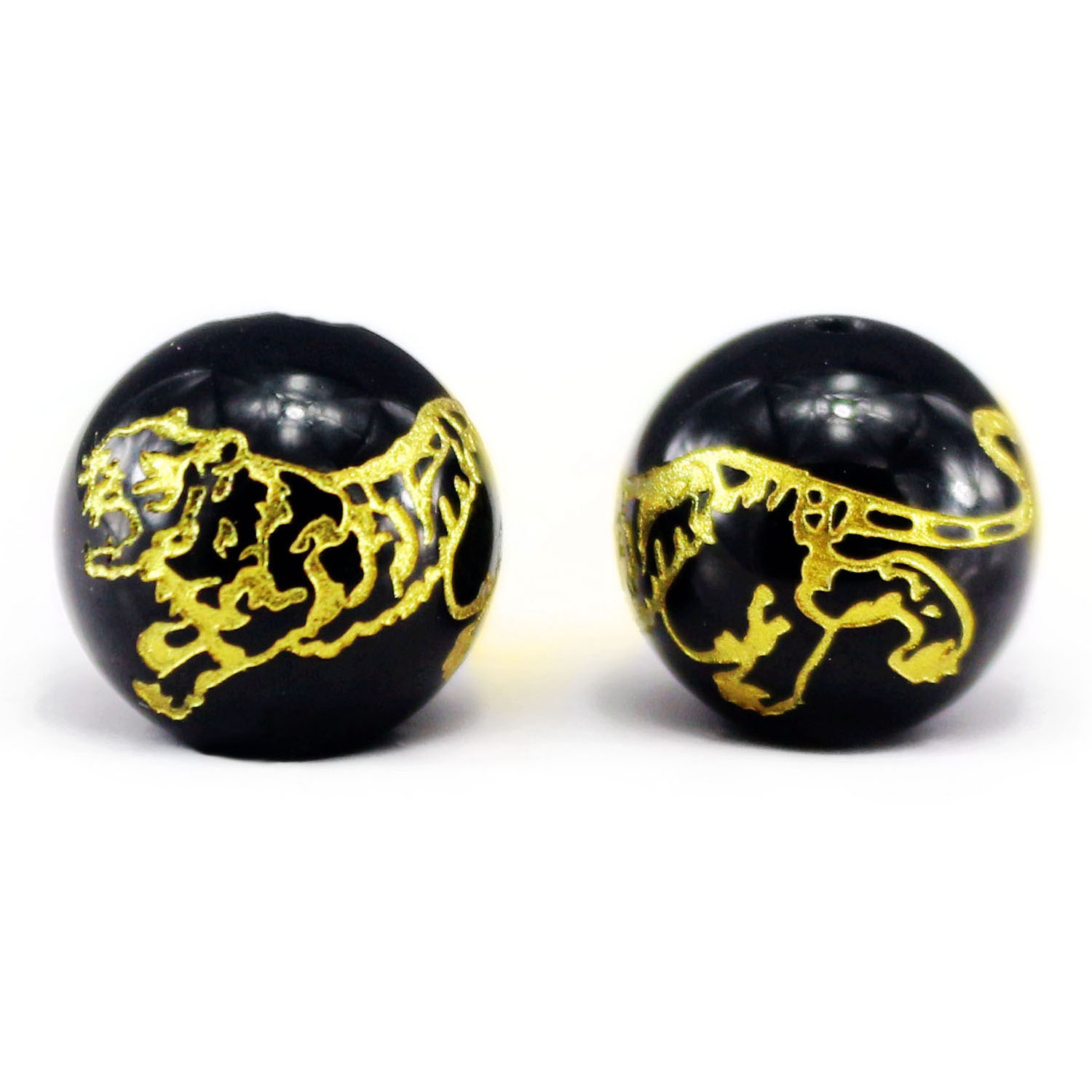 Natural black agate - White tiger diameter 14mm