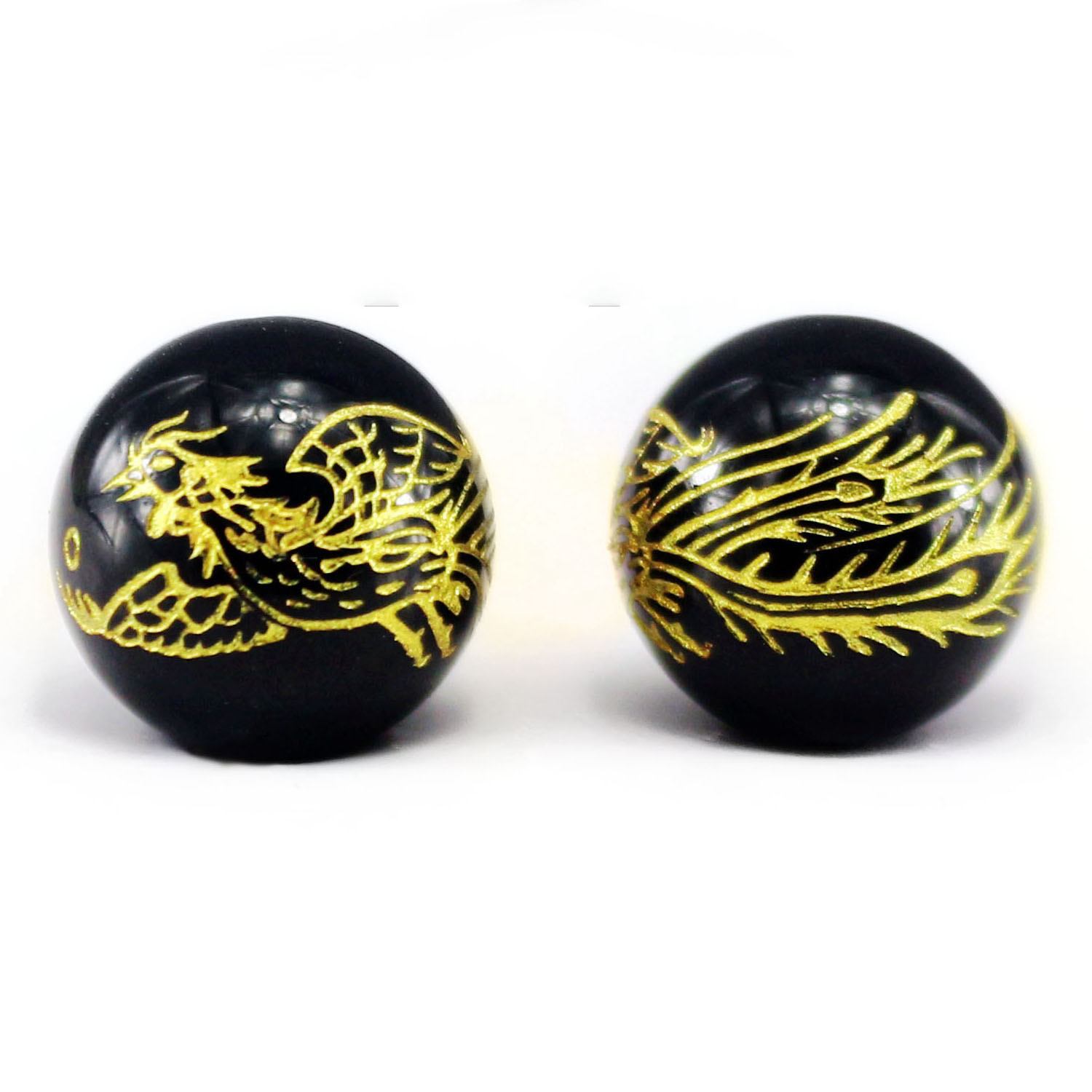 Natural black agate - rosefinch diameter 14mm