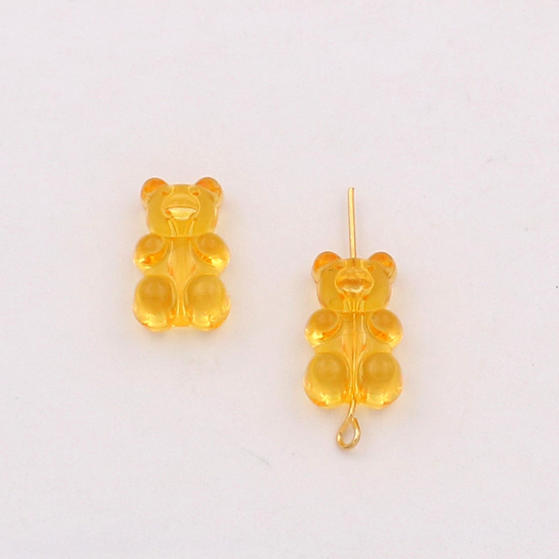 Orange vertical hole bear channeling beads