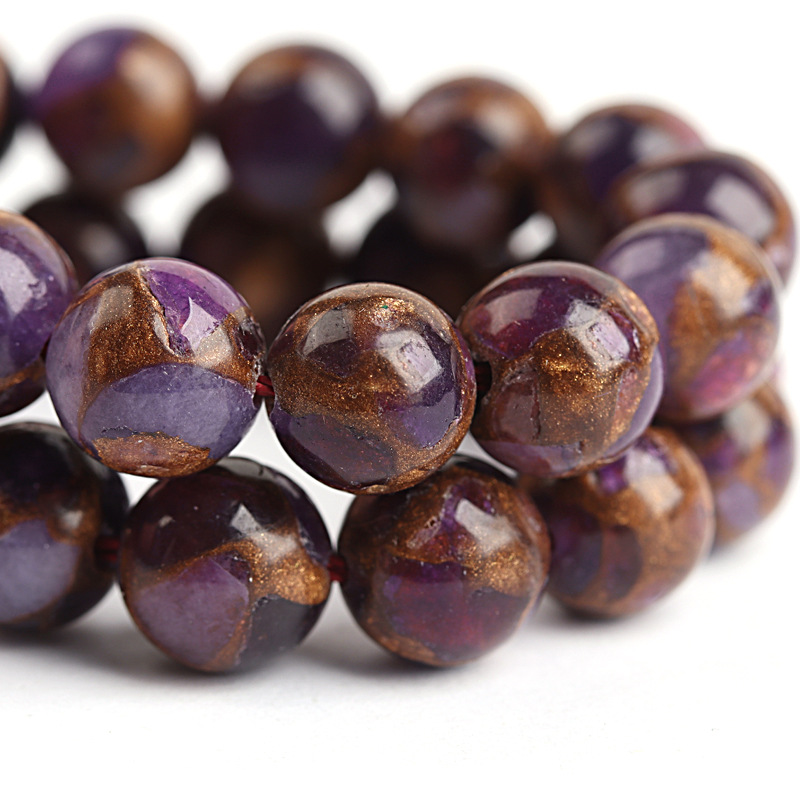 Purple gold color stone 8mm