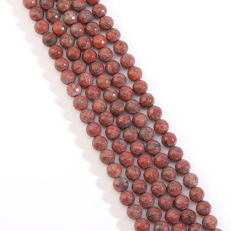 Maroon cut stone bead 8mm