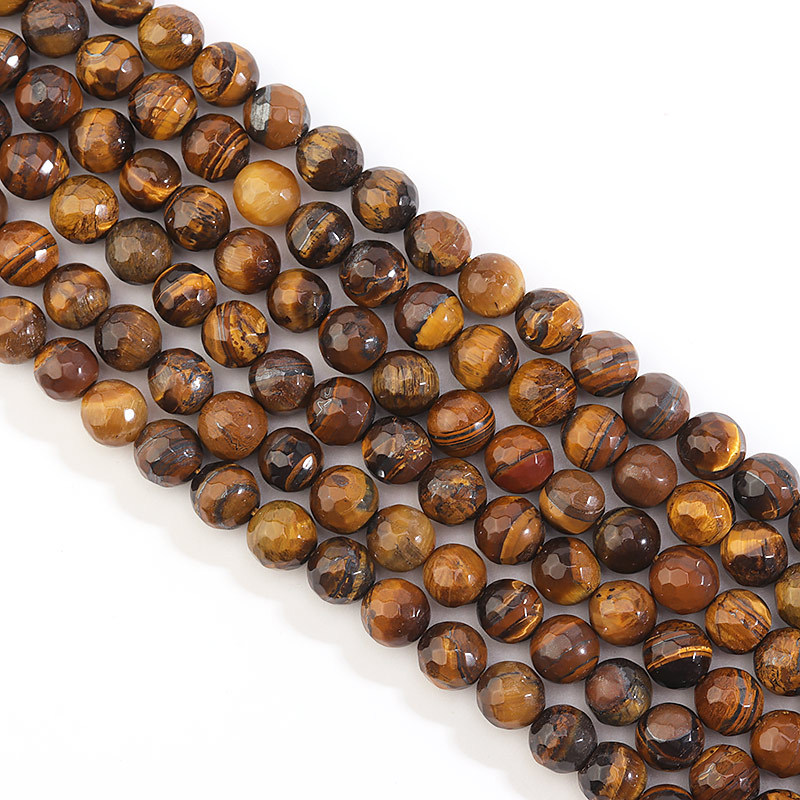 Tiger stone cut stone bead 6mm