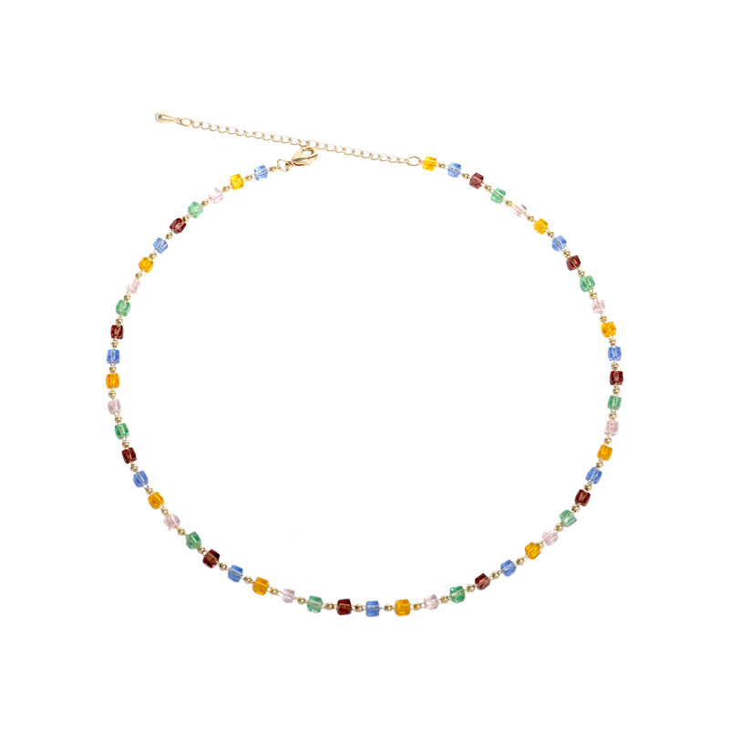 Multicolored crystal clavicular chain K9