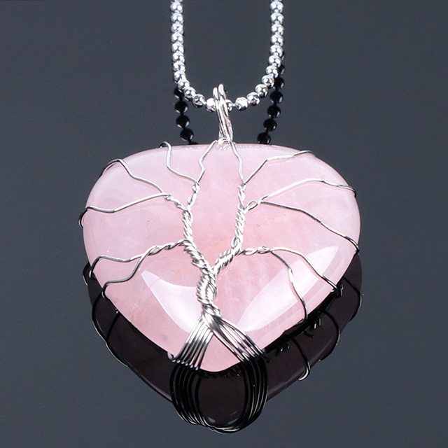 13:F053-Rose-Quartz with Chain