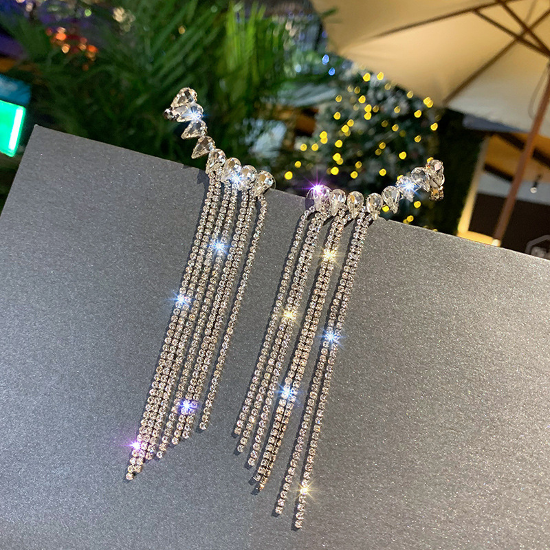 Rhinestone tassel earrings