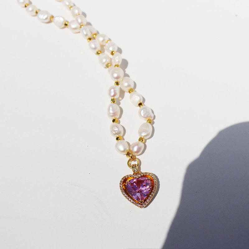 Pink heart necklace