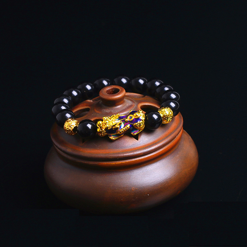 3:Black agate golden PI xiu bracelet 12mm