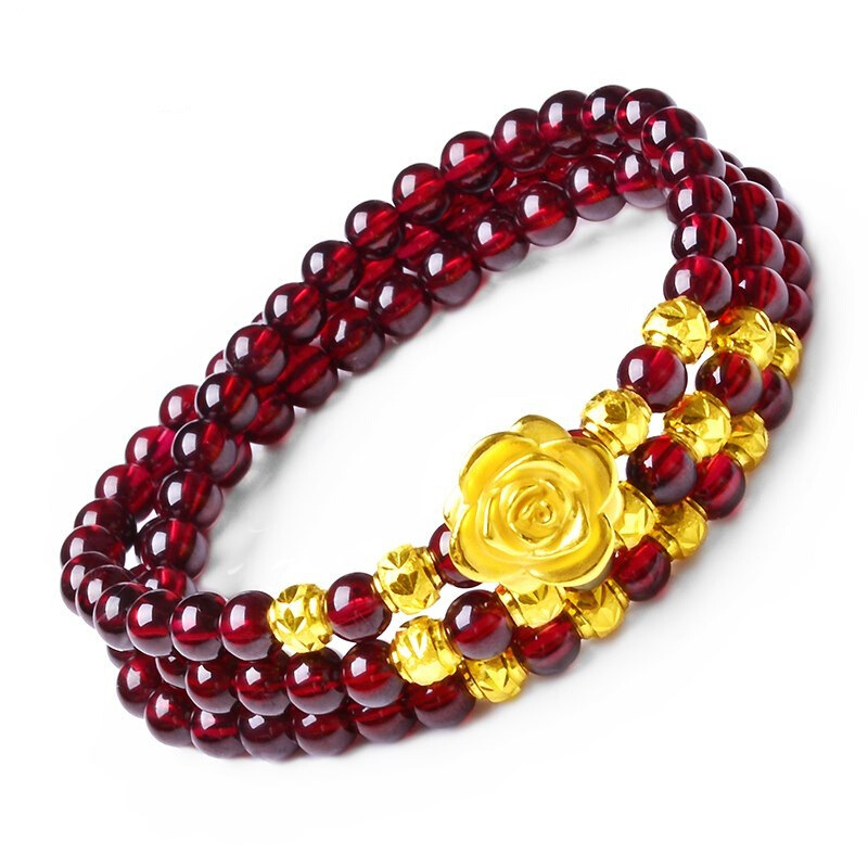 Golden Rose + garnet 5.5mm (length 48CM)