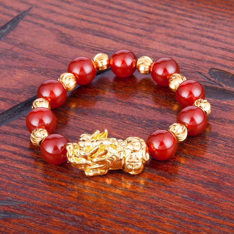 Single PI xiu stripe red agate 10mm