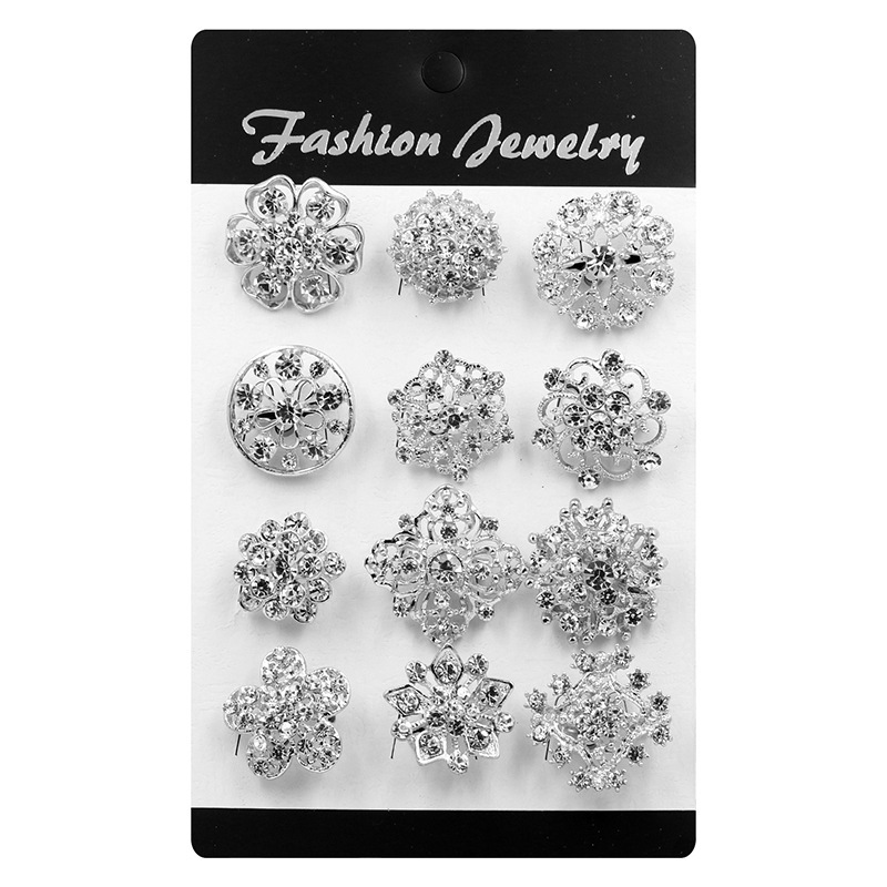 7:kz002--12 set of small silver diamond