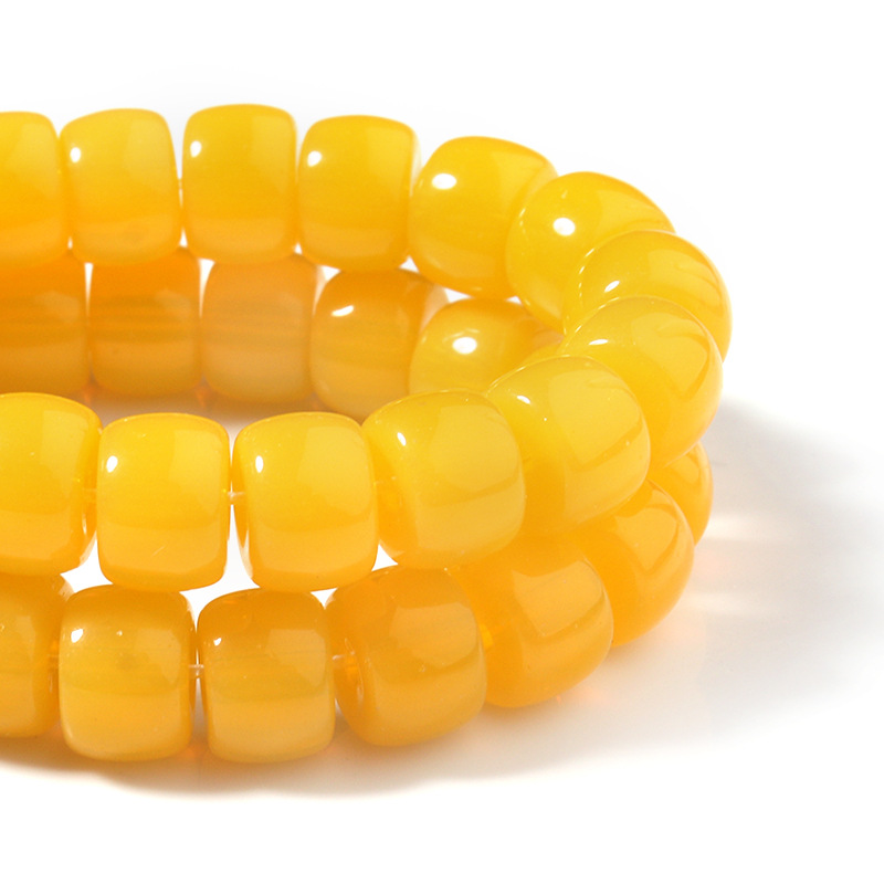 Yellow solid color bead diameter 8*6mm aperture 0.