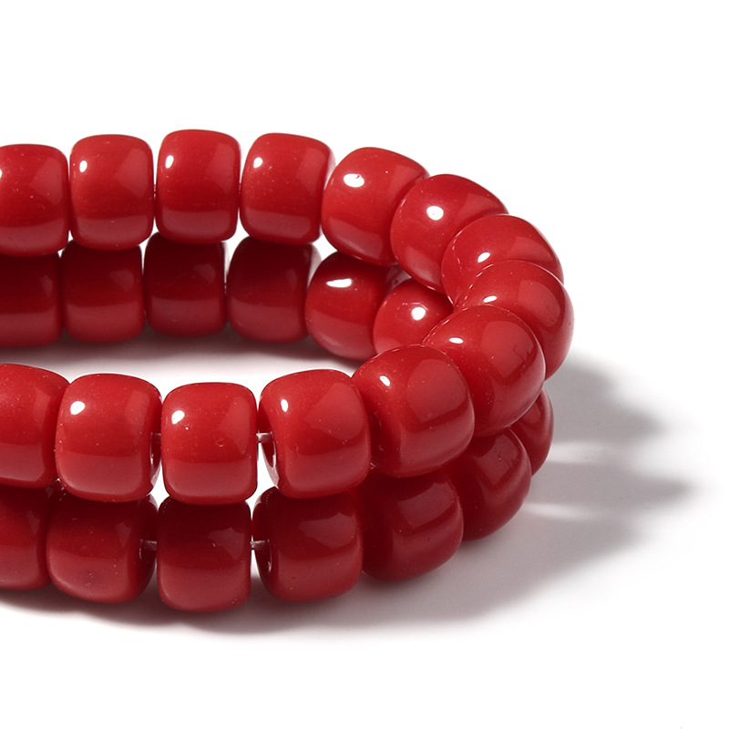 Red solid color bead diameter 8*6mm aperture 0.8mm