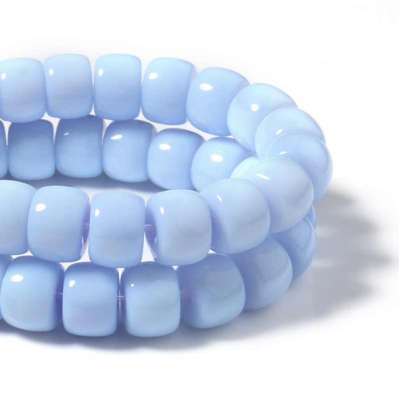 Light blue solid color bead diameter 8*6mm apertur