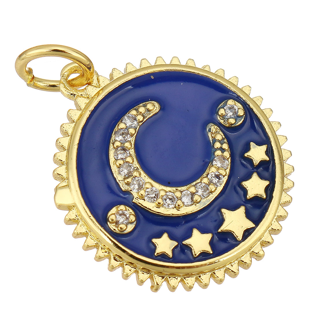 gold color plated with blue enamel