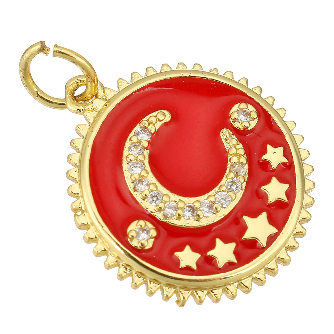 gold color plated with red enamel