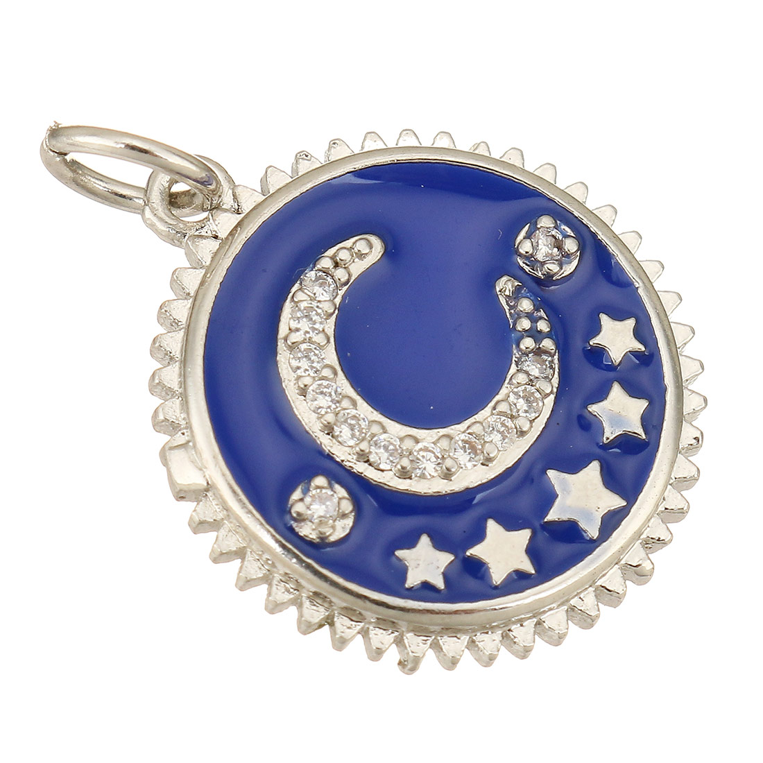 silver color plated with blue enamel