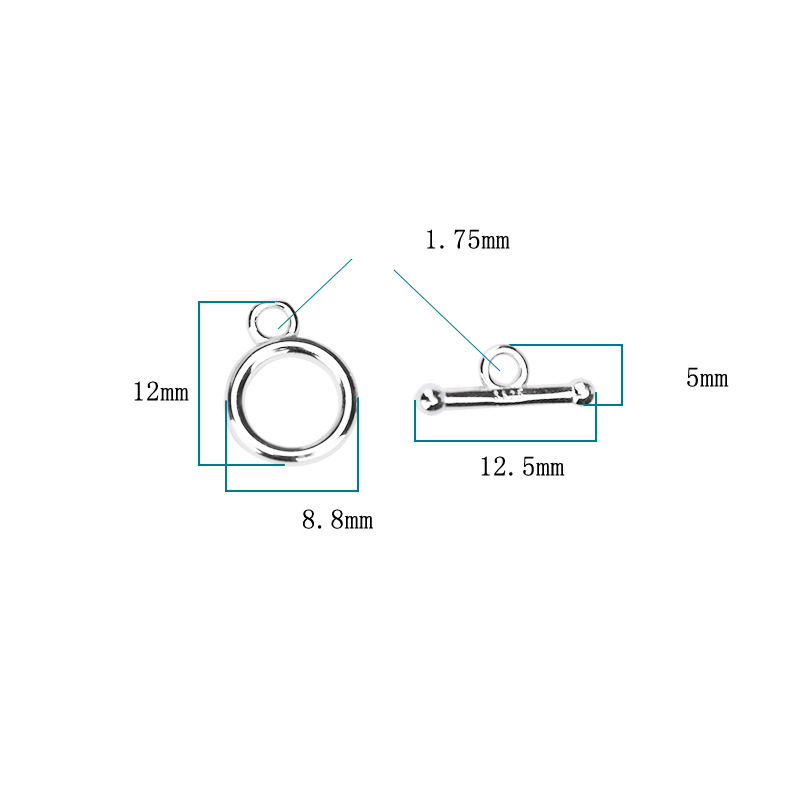 1:silver 8.8x12mm, 12.5x5mm