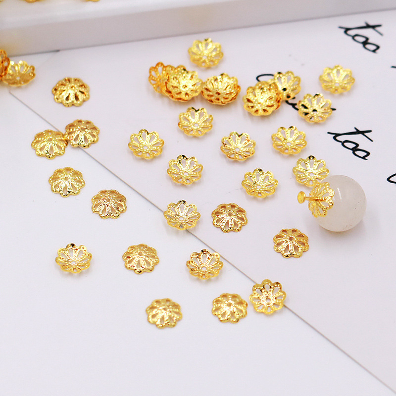 18K real gold 8mm eight leaf receptorspack of 100