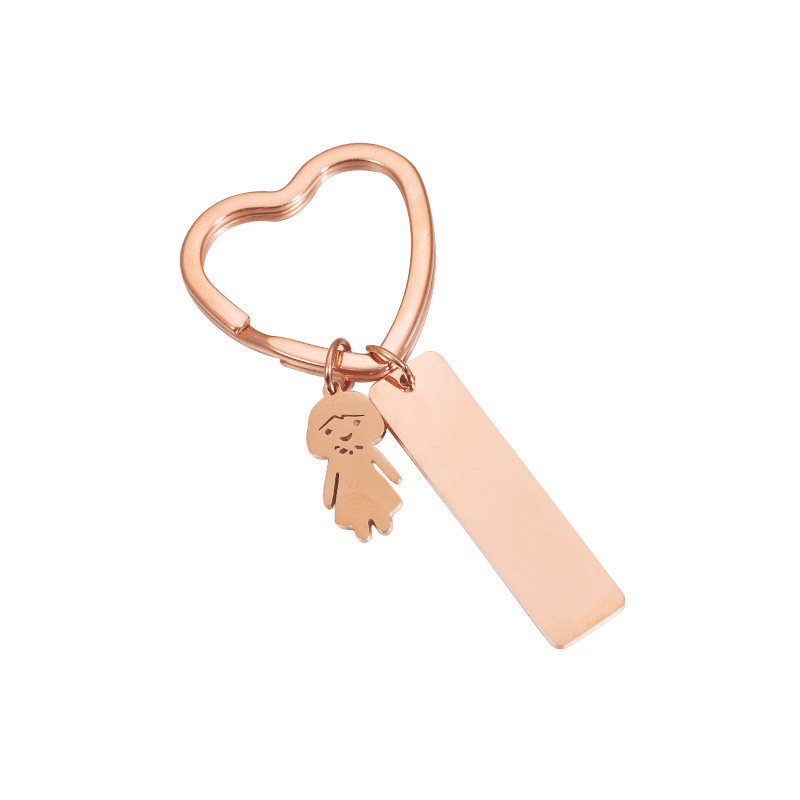 Girl keychain rose gold