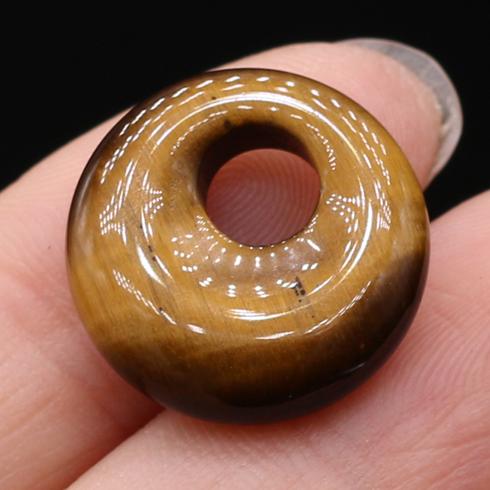 Tiger eye stone diameter 18mm-hole 5.5mm