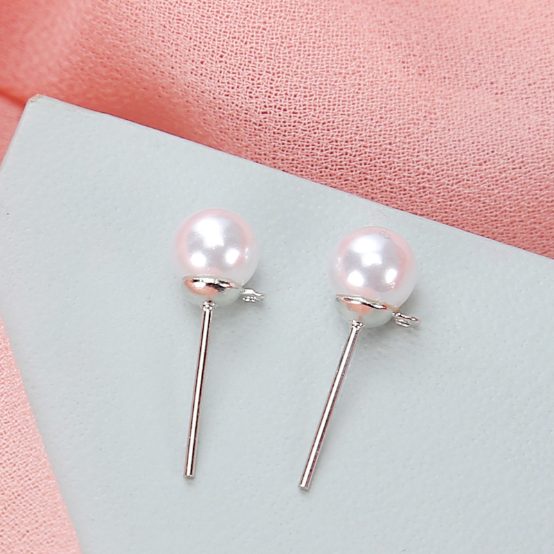 3, 925 silver post pin 6mm pearl