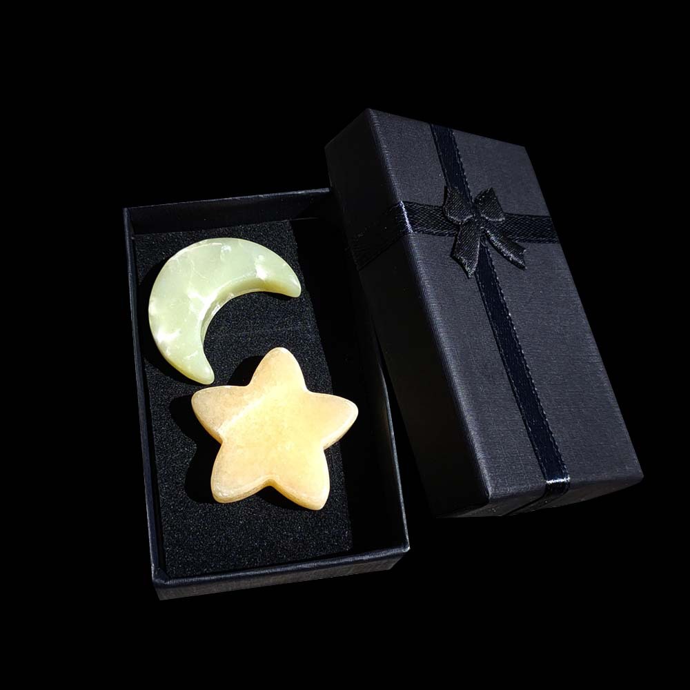 Moon + five-pointed star + gift box