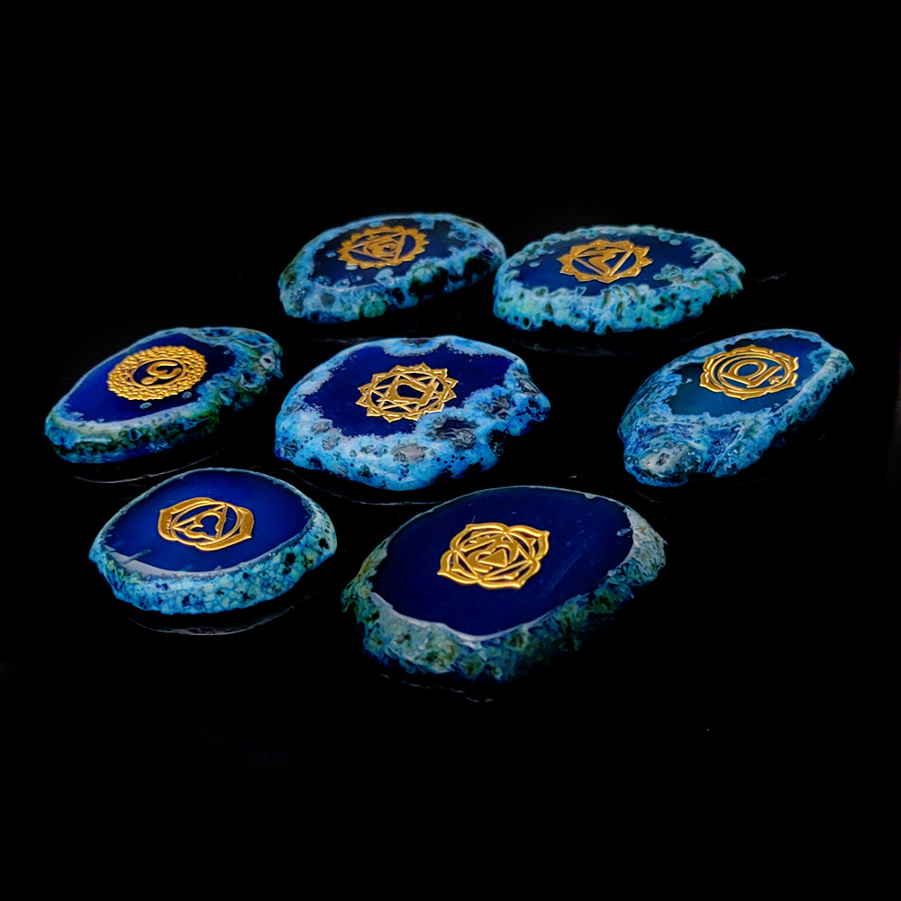 Set of blue agate